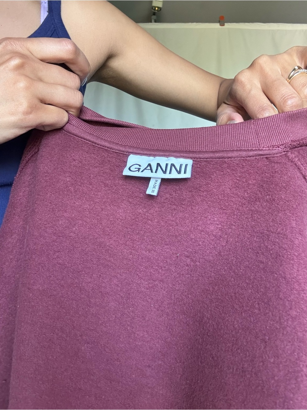 Ganni Maroon Crewneck Sweatshirt with White Logo - Picture 6 of 9